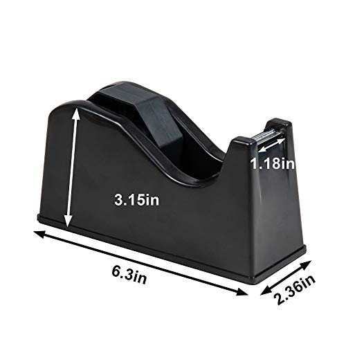 Desktop Tape Dispenser Adhesive Roll Holder (Fits 1" & 3" Core) with Weighted Nonskid Base (2P-Black) - color: 2p-black