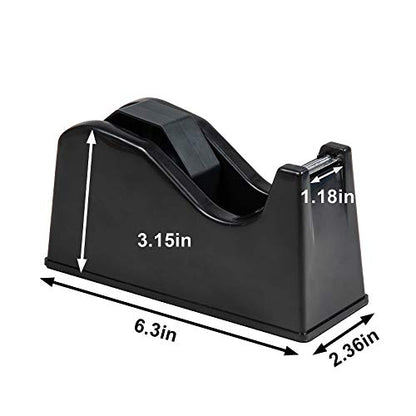 Desktop Tape Dispenser Adhesive Roll Holder (Fits 1" & 3" Core) with Weighted Nonskid Base (2P-Black) - color: 2p-black