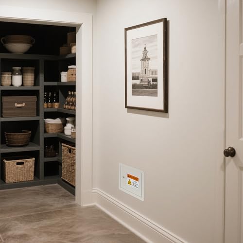 In-Wall Safe with Disguised Sticker, Heavy Duty Wall Safes Between the Studs, Fits 16-Inch Studs with Key Lock, Hidden Gun Storage for Firearms, Money, and Valuables (Grayish White) - color: Grayish White
