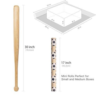 RUSPEPA Football Wrapping Paper Roll for Men Boys Kids, Mini Roll, Black and White Soccer Ball Design Kraft Gift Wrap for Birthday, Game Day, Sports Party, 17 Inches x 16.4 Feet - color: Kraft Classic Soccer