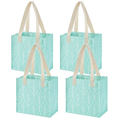 VENO 2/4 Pack Compact Reusable Grocery Shopping Bags with Hard Bottom - color: Evergreen - 4 Pack