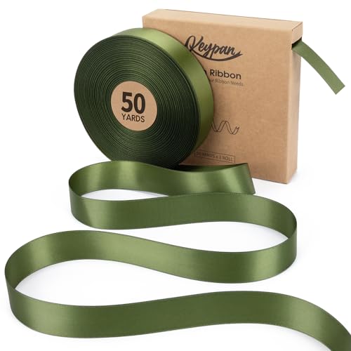 Keypan Green Satin Ribbon, 1 Inch, 50 Yards - color: Moss, size: 1"