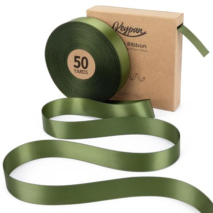 Keypan Green Satin Ribbon, 1 Inch, 50 Yards - color: Moss, size: 1"