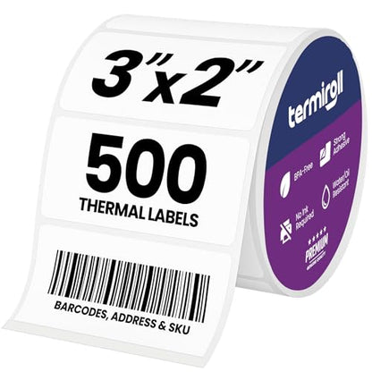 3x2 Thermal Labels for Direct Thermal Printers, 500/Roll - size: 3x2 - 1 Roll | 500 Labels