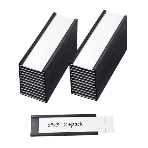 24-Pack 1"x3" C-Channel Magnetic Label Holders for Metal Racks - size: 1 × 3 inch - 24pcs