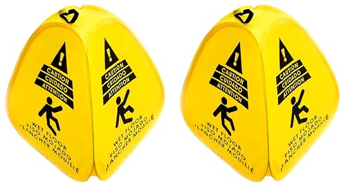 Kraken Sign Co - Pop-up Sign, Yellow 4-Sided Bilingual Trilingual English/Spanish/French Warning, Pop-up Caution Wet Floor Sign 16 inch for Restaurant, Commercial and Industrial Safety. Foldable, Portable, Durable (Yellow, 2 Pack) - size: 2 Pack