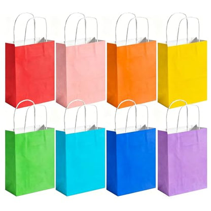LovesTown 24 Pack Small Gift Bags with Handles, 8 Colors - size: Medium