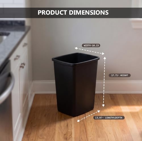 44-Quart, 11 Gallon Plastic Trash Can, 2 Black Durable Garbage Bin - color: Black, size: Double-Bins