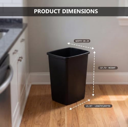 44-Quart, 11 Gallon Plastic Trash Can, 2 Black Durable Garbage Bin - color: Black, size: Double-Bins
