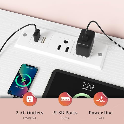 EnHomee Dresser for Bedroom with LED Lights & Charging Station - color: White