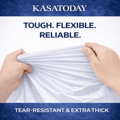 Drawstring Trash Bags, 10 Gallon Everyday Use Garbage Bags, 100ct Extra Strong Leak-Proof Liners for Home & Kitchen, Office Unscented White Heavy Duty (10 Gallon 100 Count)