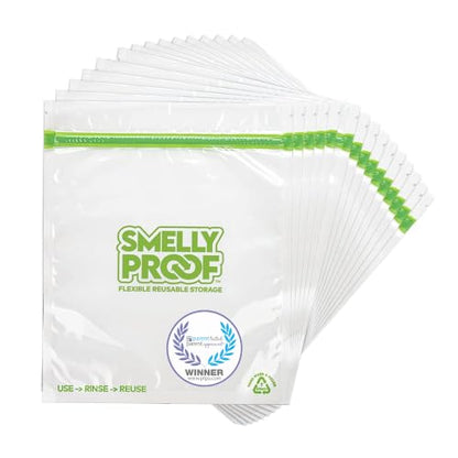 Smelly Proof Quart Meal Prep Bags, Reusable Food Storage, USA Made, Freezer Safe, Dishwasher-Safe, BPA FREE, NO PEVA, 3-mil, 8.5" x 10" - 15-Pack - size: 15 Bags