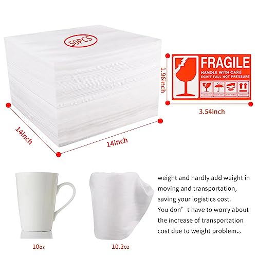 Moving Supplies, 14"x14" 50 Pack Cushion Foam Pouches, Packing Supplies for Moving and Storing, Foam pouches for Packing Dishes, Glasses, Cups.