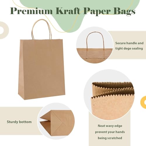 GSSUSA 400 Pack 8x4.25x10.5'' Paper Bags with Handles Bulk, Brown Paper Gift Bags for Small Business - color: Brown, size: 8 x 4.25 x 10.5 Inch (Pack of 400)