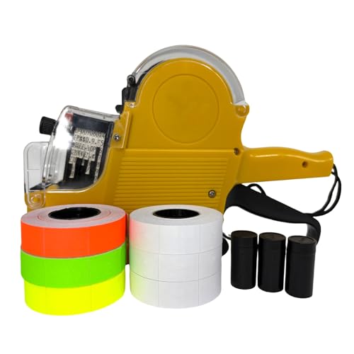 2 Line Price Gun, 2400 Color Labels 3 Ink Rolls Retail Store - color: Sunflower Yellow