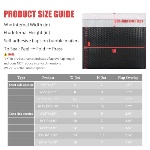 Black Bubble Mailers 13 x 10 + 2.36 Inch, 40 Per Box - size: 13"x10"+2.36"