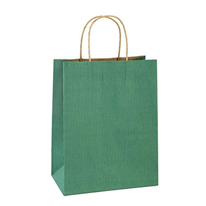BagDream Medium Gift Bags with Handles 8x4.25x10.5 Sage Green 100 Pcs Bulk - color: Green