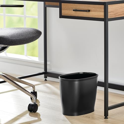 iDesign Slim Plastic Bathroom Trash Can, Black - color: Matte Black, style: Pack of 1