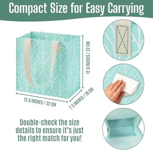 VENO 2/4 Pack Compact Reusable Grocery Shopping Bags with Hard Bottom - color: Evergreen - 4 Pack