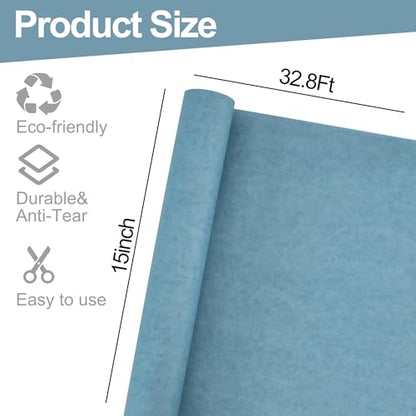 BEISHIDA Grey Blue Gift Wrapping Paper Roll, 15in X 32ft Kraft Bulletin Board Paper Gift Wrap for Christmas Mother's Day Valentine's Day Graduation, Flower Wrap - color: greyblue