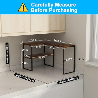 Golener Kitchen Counter Organizer, Countertop Shelf, Adjustable, Stackable - color: Rustic Brown, size: Medium