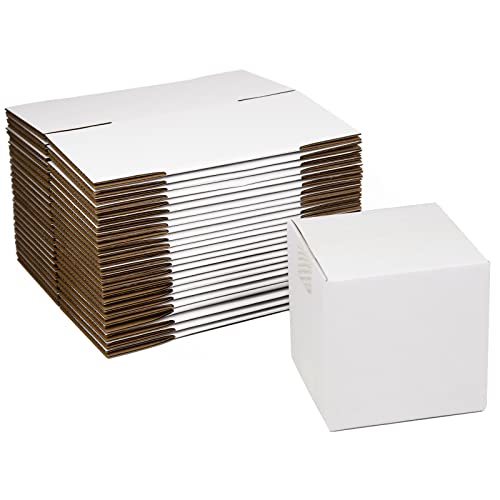 SUNLPH White Shipping Boxes 5x5x5 Inches Small Corrugated Cardboard Boxes, 25 Pack - size: 5 x 5 x 5