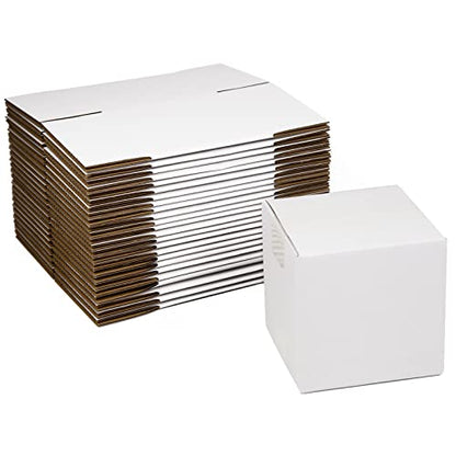 SUNLPH White Shipping Boxes 5x5x5 Inches Small Corrugated Cardboard Boxes, 25 Pack - size: 5 x 5 x 5
