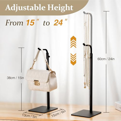 3-Pack Adjustable Tabletop Purse & Banner Display Stands, Black - color: Black
