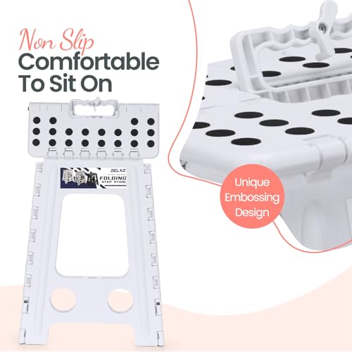 Delxo 17.5 Inch Folding Step Stool,Foldable Step Stool for Adults White - color: White, size: 17.5 Inch