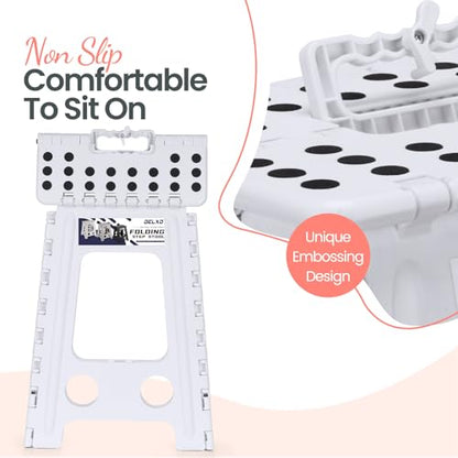Delxo 17.5 Inch Folding Step Stool,Foldable Step Stool for Adults White - color: White, size: 17.5 Inch