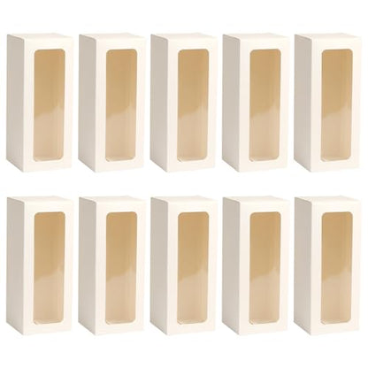 10pcs Paper Viewing Window Wine Glass Packaging Gift Box White Cardboard Present Container Retail Merchandise Carrier
