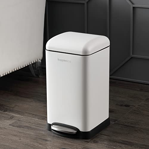 happimess Betty Retro Mini 3.2 Gal Step Trash Can, Cotton White - color: White