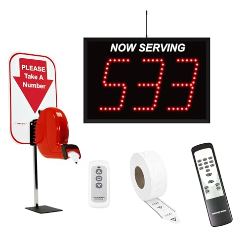 3-Digit Wireless Take A Number System with Counter Top Dispenser