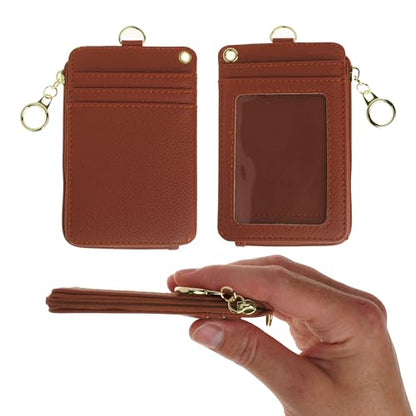 MONDO DESIGNS 2-in-1 ID Badge Holder Lanyard Wallet - Brown - color: Brown