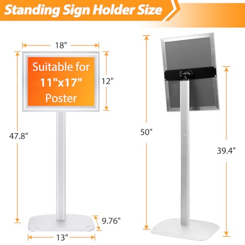Sign Holder Stand 11x17 Inch, Heavy Duty Pedestal Floor Sign Stand - color: Silver, size: 11x17 in