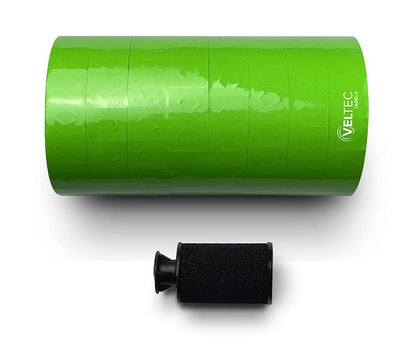 Veltec Pricing Labels for Monarch 1136 Labeler, 8 Rolls, 14,000 Two Line Labels, Ink Roller Included (Green) - color: Green