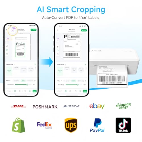 Bluetooth Thermal Label Printer w/ Stand, 4x6 Shipping Label Printer - color: White