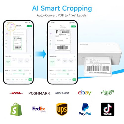 Bluetooth Thermal Label Printer w/ Stand, 4x6 Shipping Label Printer - color: White