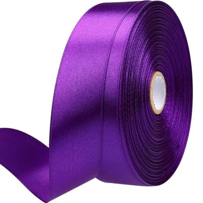 1 Inch Purple Satin Ribbon 50 Yards Single Face Polyester - color: Purple, size: 1 inch