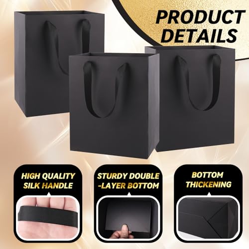 Addblu 10 Pack Black Gift Bags with Handles - color: Small - 10Pcs