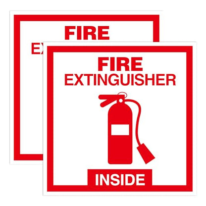 2 PCS Fire Extinguisher Inside Sign Stickers,Self Adhesive Vinyl Safety Label Waterproof, Fade and Scratch Resistant, Suitable for Indoor and Outdoor,Red on White - color: Red1