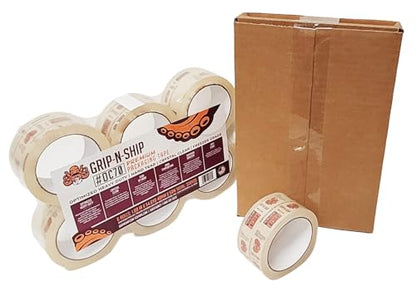OC70 Premium Crystal Clear, Hand Tear, Freezer Grade, Superior Adhesive Heavy Duty Packaging Tape for Shipping, Mailing, & Moving, Made in USA - 6 Rolls, 328 Yards - 1.88 inches x 54.6 YD