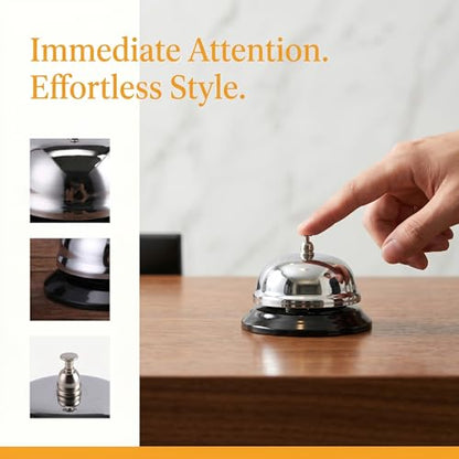 Veemoon Service Bell Classic Reception Bell for Restaurant Home Kitchen Desk Call 3.93 X 3.93 X 2.75 in 1 Pack