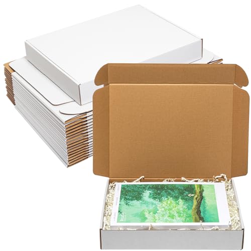 Wowxyz 12x9x2 Inches Shipping Boxes 25 Pack Corrugated Cardboard White Box - size: 12x9x2"
