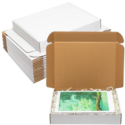 Wowxyz 12x9x2 Inches Shipping Boxes 25 Pack Corrugated Cardboard White Box - size: 12x9x2"