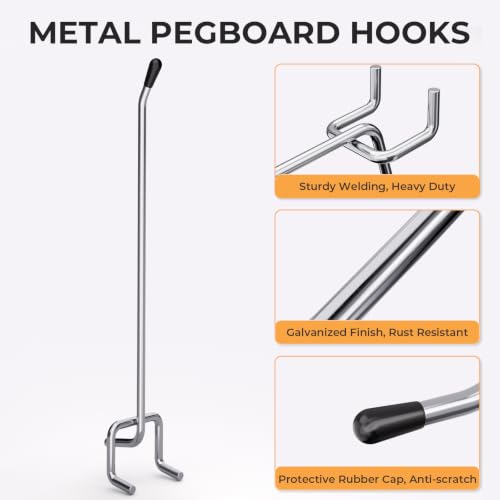 INCLY 50 Pack Pegboard Hooks, 6 Inch Peg Board Shelving Hooks Accessories - color: Silver, size: 6 Inch
