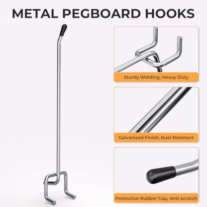 INCLY 50 Pack Pegboard Hooks, 6 Inch Peg Board Shelving Hooks Accessories - color: Silver, size: 6 Inch