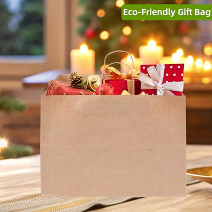 Johuivo Large Kraft Gift Bag, 50 Pcs Brown Paper Shopping Bags with Handles - color: Brown-Large-50Pcs