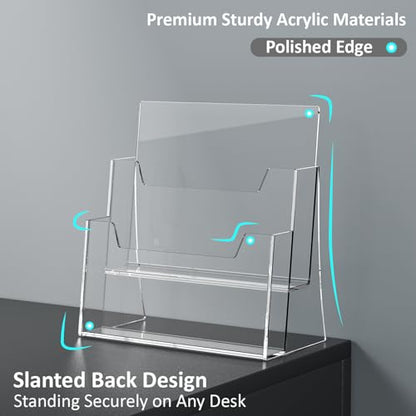Acrylic Brochure Holder 8.5 x 11 Inch, 2 Tier, Flyer, Countertop Organizer