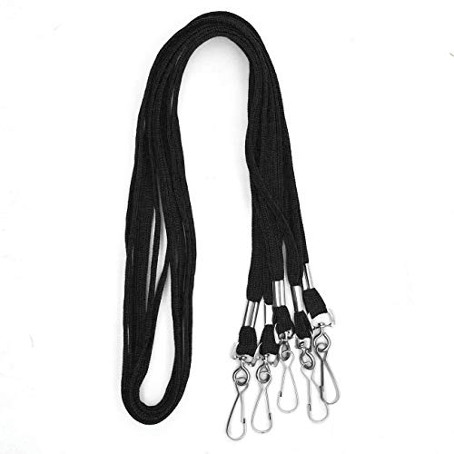 Beebel Lanyards 100 Pack Black Lanyards with Swivel Hook Clips for ID Name Badge Holder - color: Black, size: 100 Pack